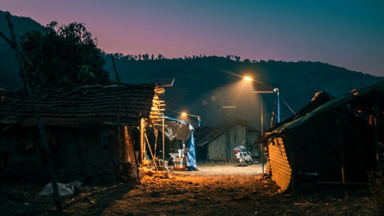 Solar light illuminating a fort path at night