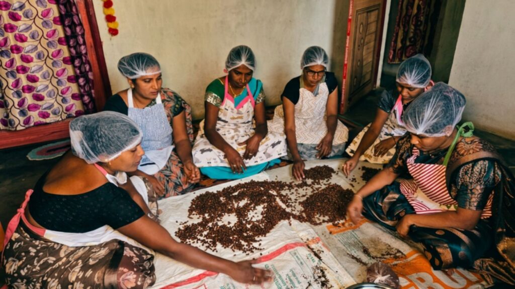 Women preparing products in a village enterprise — Project Eklavya