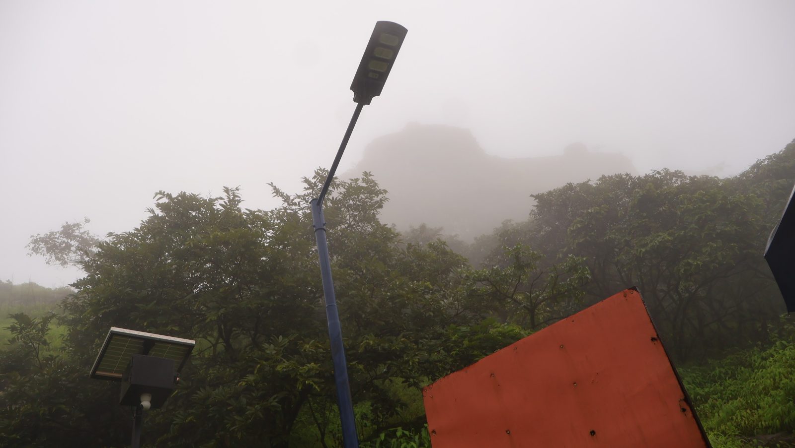 A Mission URJA solar street light on Tikona fort, one of five forts now lit and commissioned.